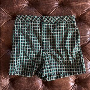Zara Blue and Green Plaid Shorts